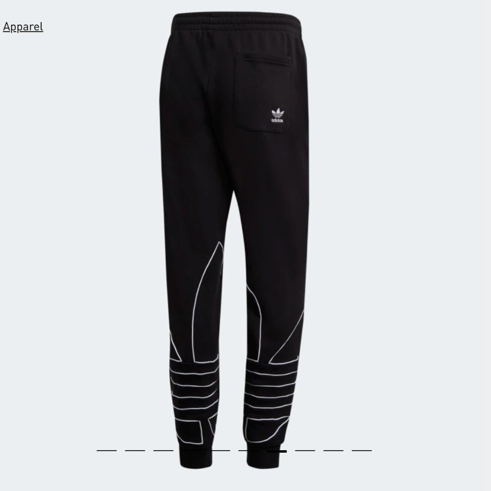 NWT Adidas 100% Cotton Big Trefoil Outline Black Sporty Sweat Pants